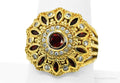 Almandine Garnet & Cubic Zirconia Gold Over Sterling Silver Ring Size 8.75
