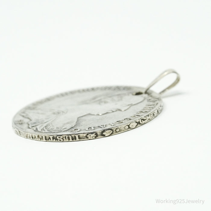 Antique 1780 Austrian Thaler Coin Piece Silver Pendant