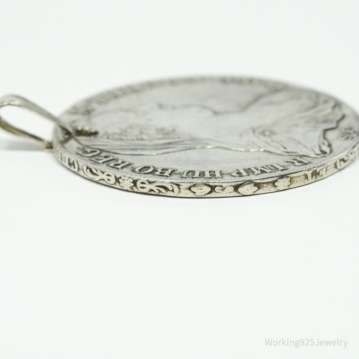 Antique 1780 Austrian Thaler Coin Piece Silver Pendant