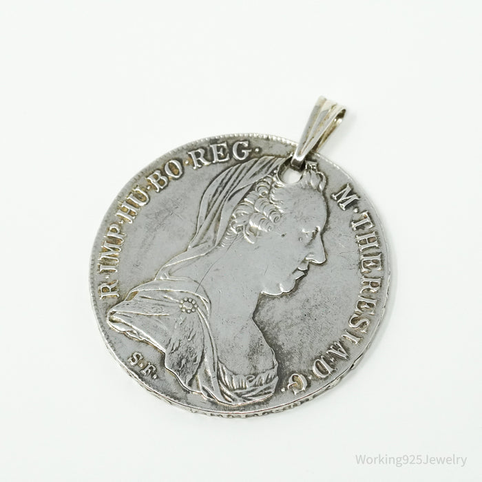 Antique 1780 Austrian Thaler Coin Piece Silver Pendant