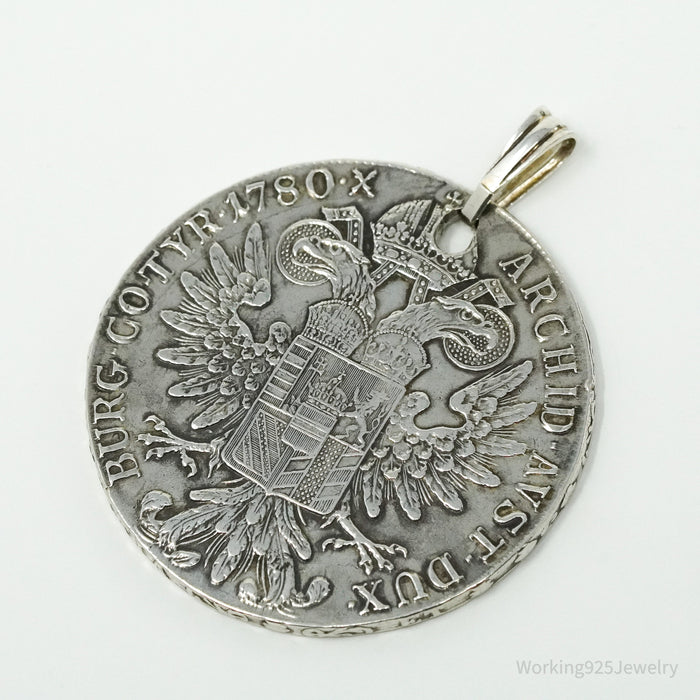 Antique 1780 Austrian Thaler Coin Piece Silver Pendant