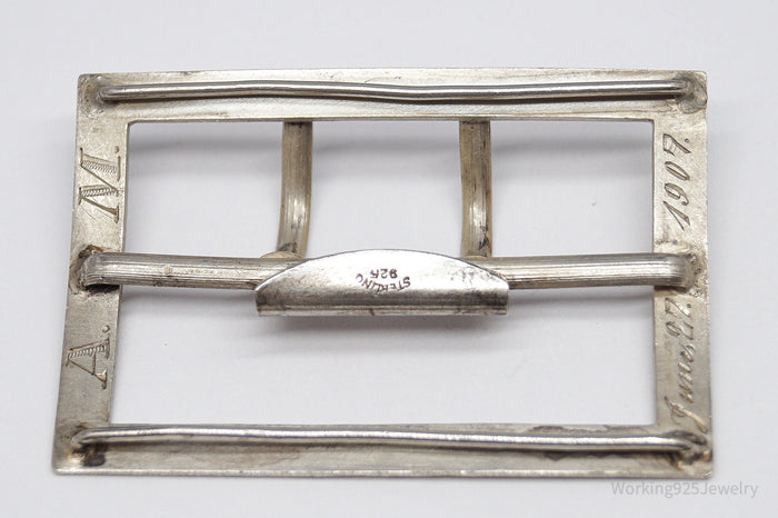 Antique 1907 Sterling Silver Belt Buckle