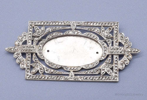 Antique 1930s Marcasite Art Deco Sterling Silver Brooch Pin