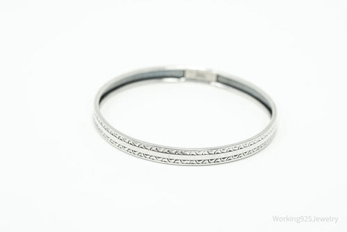 Antique Beau Art Deco Sterling Silver Bangle Bracelet 7 7/8"