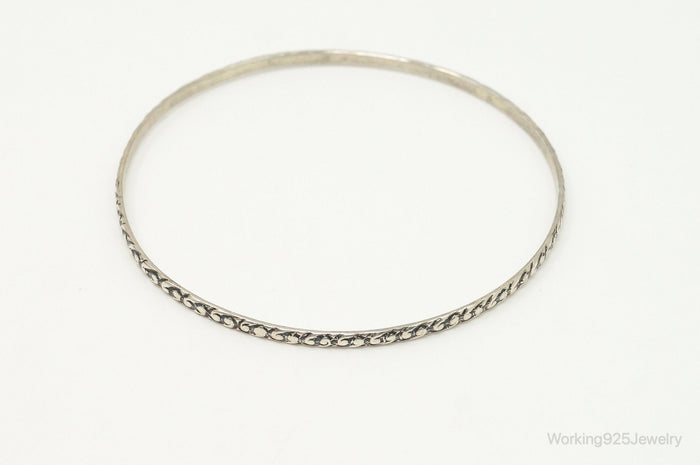 Antique BEAU Bandana Style Print Sterling Silver Bangle Bracelet