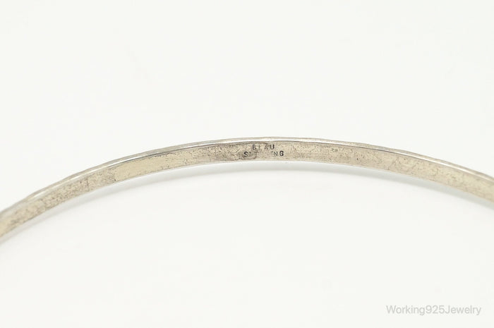 Antique BEAU Bandana Style Print Sterling Silver Bangle Bracelet