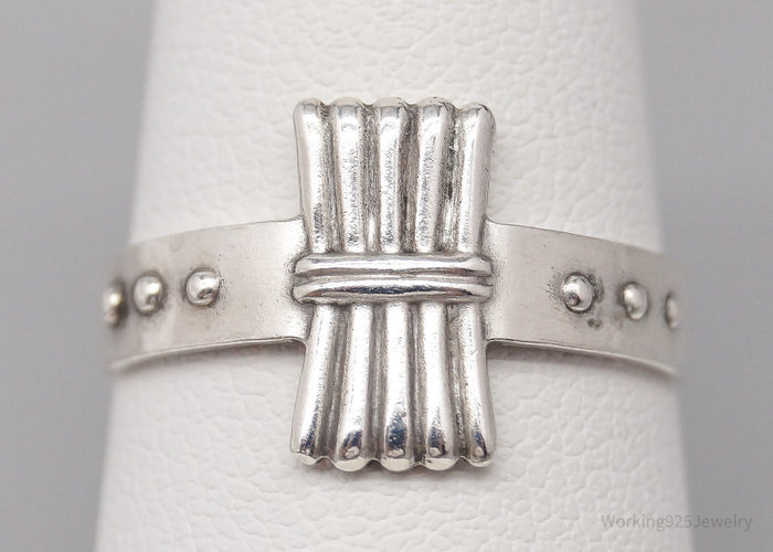 Antique Camp Fire Girls Sterling Silver Ring - Size 7.5 Adjustable