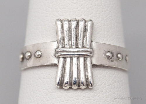 Antique Camp Fire Girls Sterling Silver Ring - Size 7.5 Adjustable