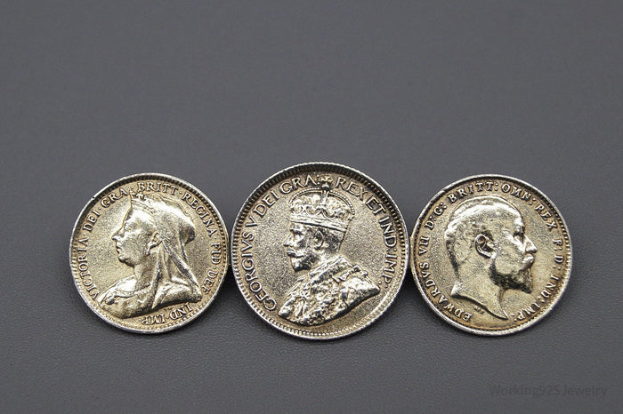Antique Coins Silver Brooch Pin