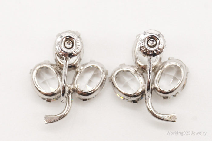 Antique Crystal Sterling Silver Screw Back Earrings