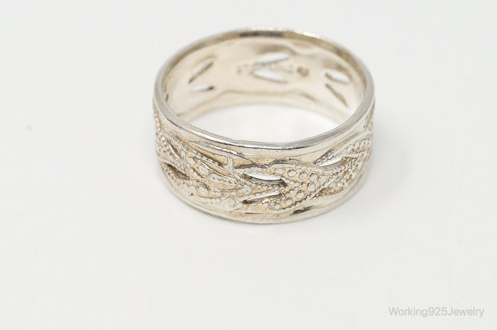 Antique Designer Cut Out Sterling Silver Band Ring - Size 7