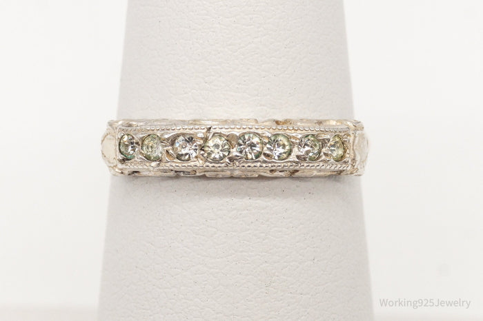 Antique Designer Faux Stones 14K RGP Sterling Silver Ring - SZ 5.75