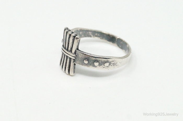 Antique Designer J.J. White Mfg Co Campfire Girls Sterling Silver Ring -Size 5.5