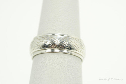 Antique Designer Sterling Silver Band Ring - Size 7