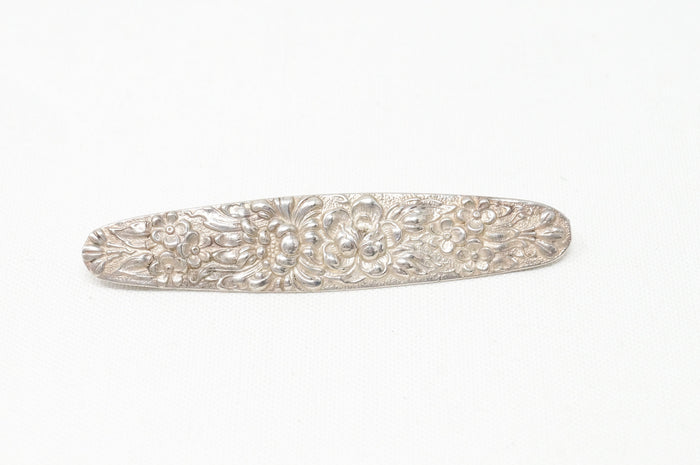 Antique Designer Stieff Art Nouveau Motif Floral Sterling Silver Brooch Pin