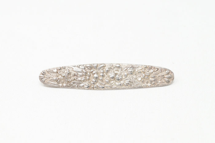 Antique Designer Stieff Art Nouveau Motif Floral Sterling Silver Brooch Pin