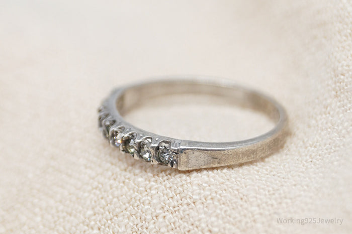 Antique Designer Uncas Rhinestone Sterling Silver Ring - Size 5.75