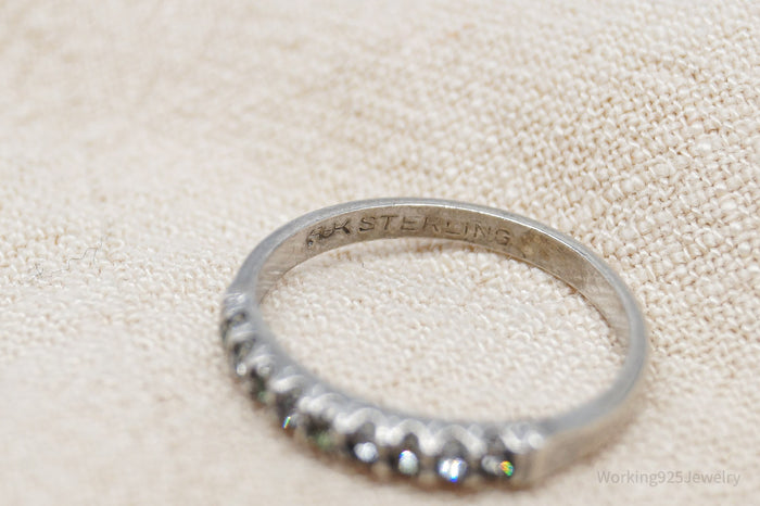 Antique Designer Uncas Rhinestone Sterling Silver Ring - Size 5.75