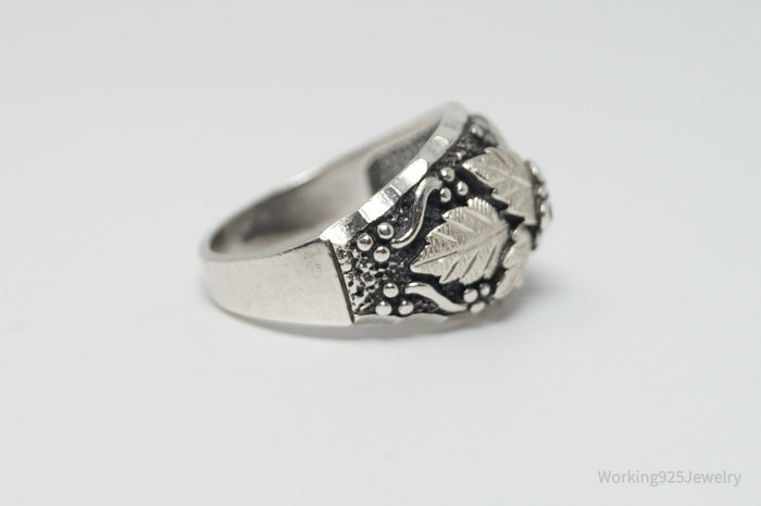 Antique Designer WM Co Grape Vine Sterling Silver Ring - Size 12