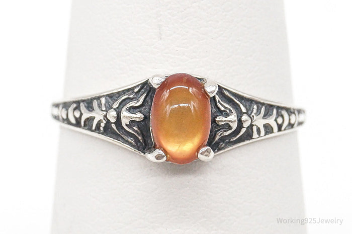 Antique Designer WMCO Orange Paua Shell Sterling Silver Ring - Size 6