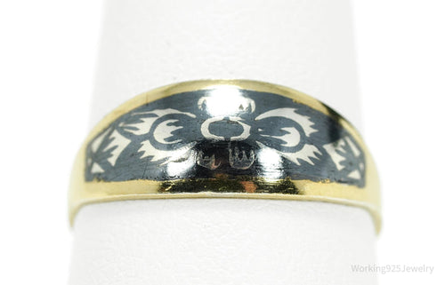 Antique Early 1900s Russian Gold Washed Sterling Silver Ring - Size 7.5
