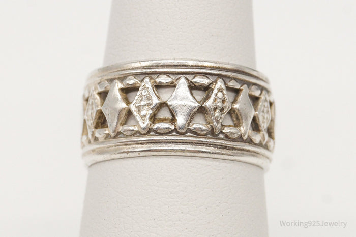 Antique ESPO Cut Out Design Sterling Silver Band Ring - Size 5.25