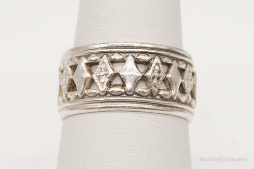 Antique ESPO Cut Out Design Sterling Silver Band Ring - Size 5.25