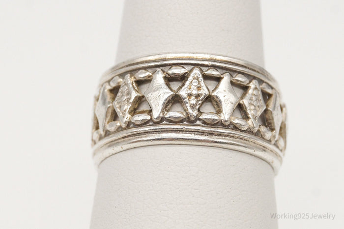Antique ESPO Cut Out Design Sterling Silver Band Ring - Size 5.25