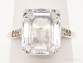 Antique Faux Diamond Glass Sterling Silver Ring - Size 6.75