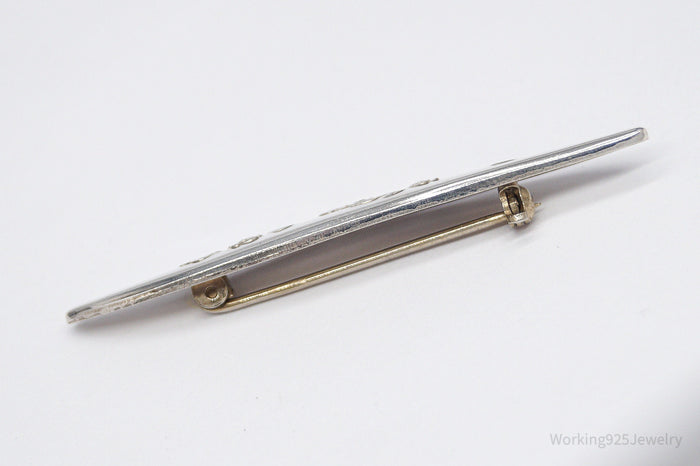 Antique Floral Silver Brooch Pin