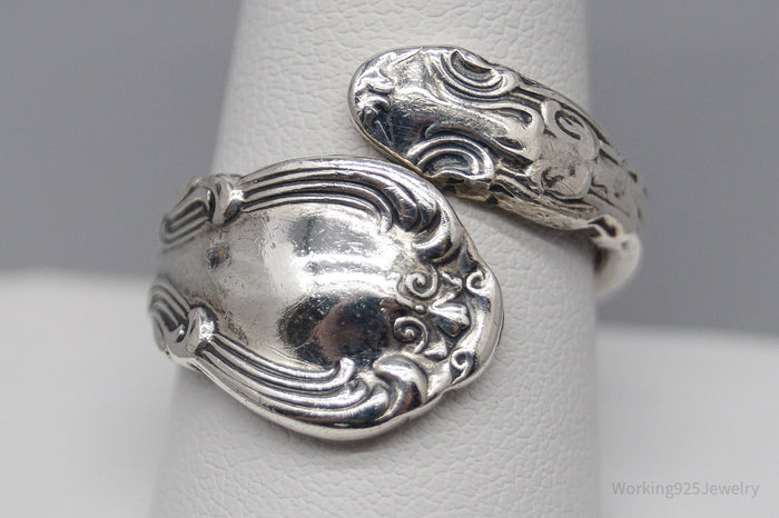 Antique GORHAM 1895 Sterling Silver Wrap Spoon Ring - Size 10