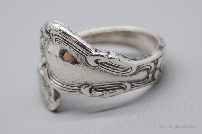 Antique GORHAM 1895 Sterling Silver Wrap Spoon Ring - Size 10