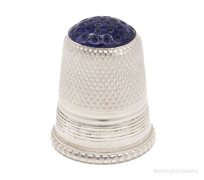 Antique HG Purple Top Sterling Silver Thimble Size 7
