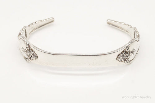 Antique Initials Name Plate International Sterling Silver Cuff Bracelet