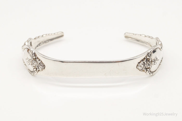 Antique Initials Name Plate International Sterling Silver Cuff Bracelet