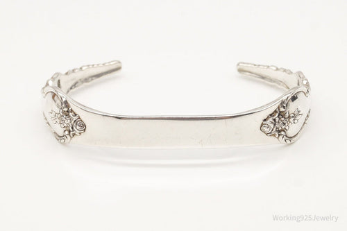 Antique Initials Name Plate International Sterling Silver Cuff Bracelet