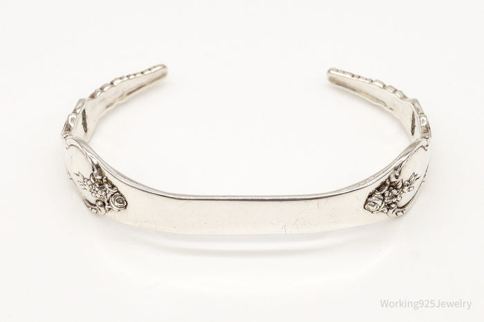 Antique Initials Name Plate International Sterling Silver Cuff Bracelet