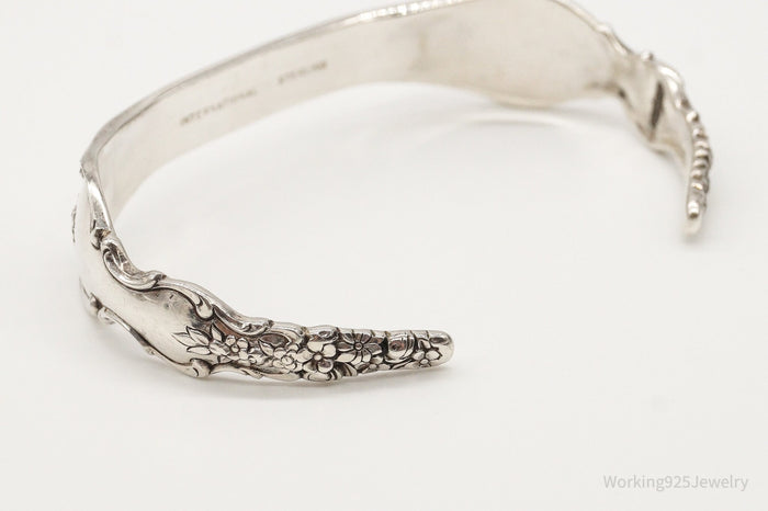 Antique Initials Name Plate International Sterling Silver Cuff Bracelet