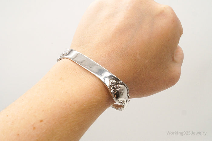 Antique Initials Name Plate International Sterling Silver Cuff Bracelet