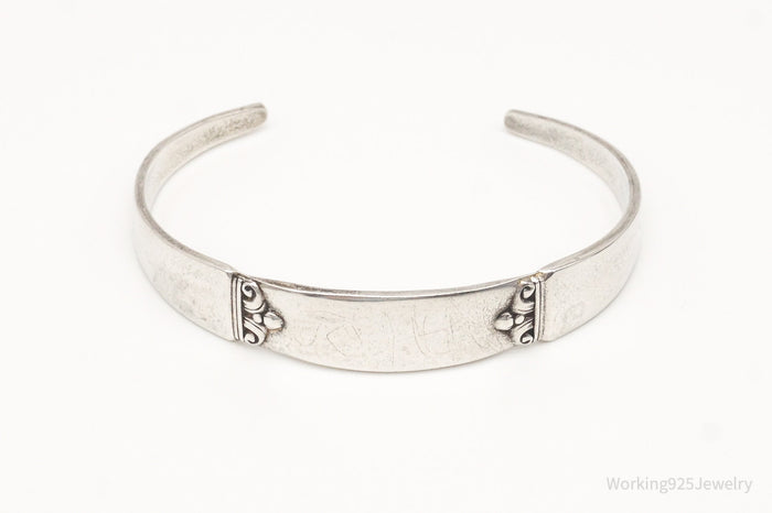 Antique Initials Name Plate Sterling Silver Cuff Bracelet