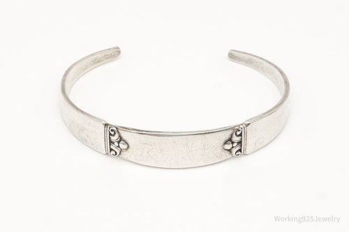 Antique Initials Name Plate Sterling Silver Cuff Bracelet