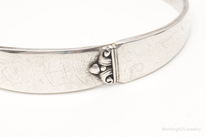 Antique Initials Name Plate Sterling Silver Cuff Bracelet
