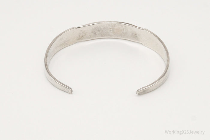 Antique Initials Name Plate Sterling Silver Cuff Bracelet