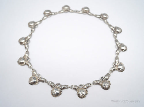 Antique Linked Roses 800 Silver Necklace 16"