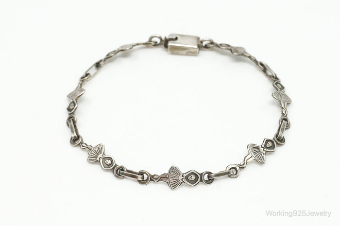 Antique Sterling Silver Dancing Ballerinas Chain Bracelet