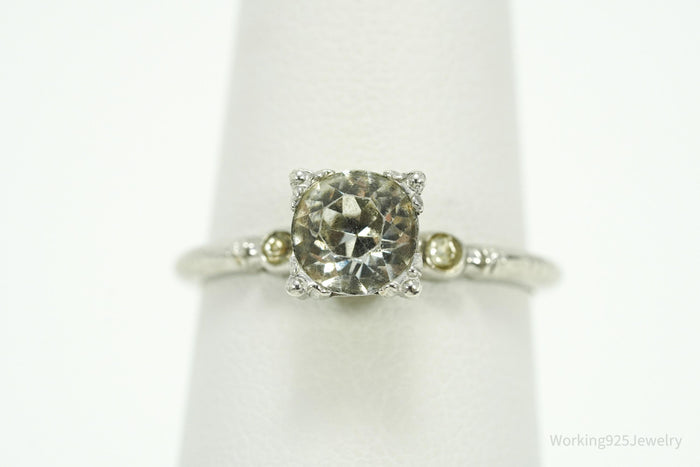 Antique Uncas MFG Co Rhinestone Sterling Silver Ring - Size 6.75
