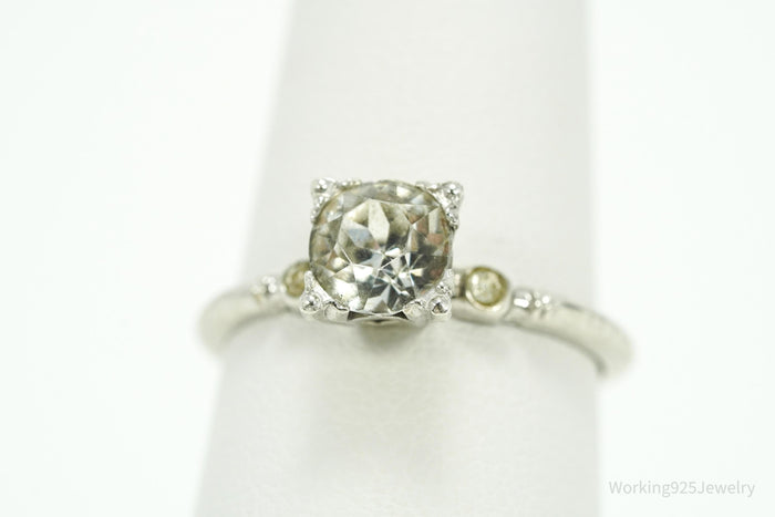 Antique Uncas MFG Co Rhinestone Sterling Silver Ring - Size 6.75