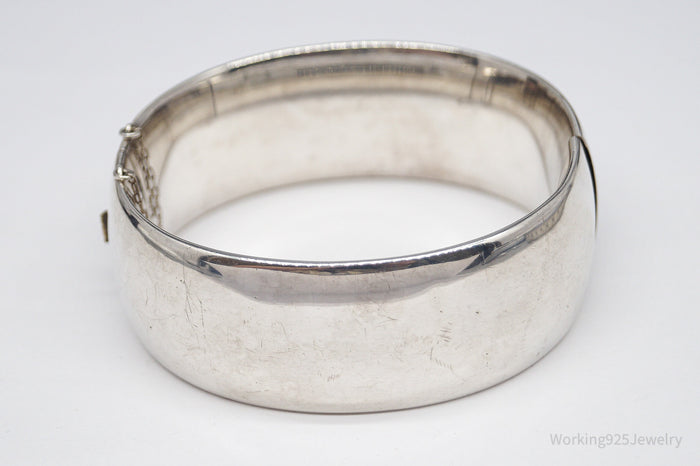 Antique Walter E Hayward Art Nouveau Etched Sterling Silver Bracelet - 7 1/8"