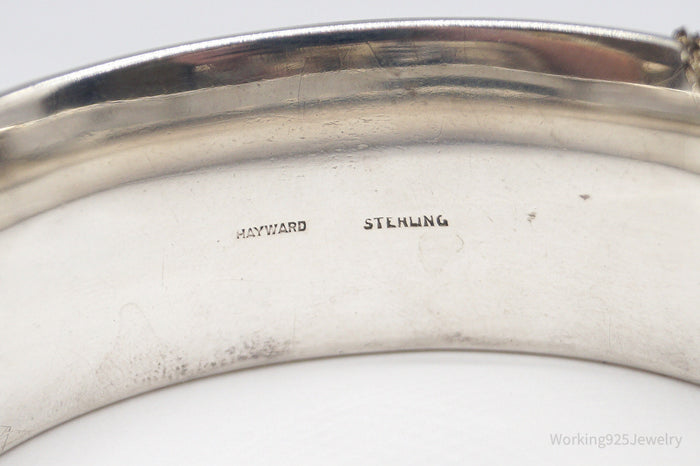 Antique Walter E Hayward Art Nouveau Etched Sterling Silver Bracelet - 7 1/8"