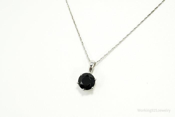 BBJ Black Spinel Rhodium Over Sterling Silver Necklace 17"